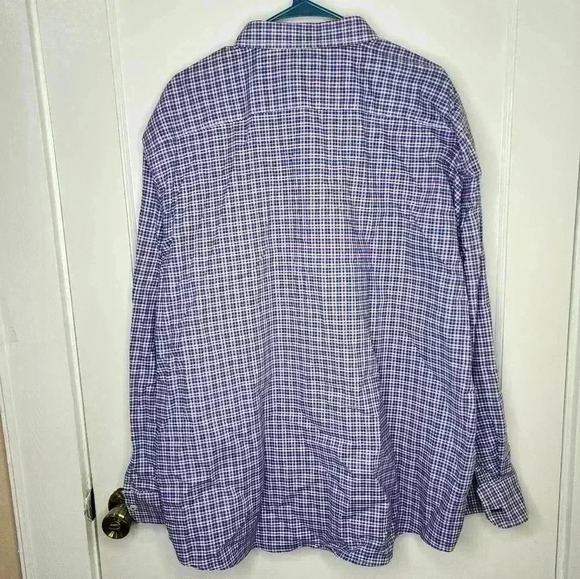 UNTUCKIT Men's Sz 3XL Long Sleeve Button Front Blue Red Plaid Shirt 100% Cotton - Picture 2 of 5